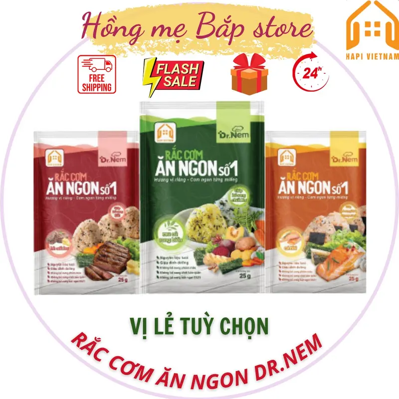 Gia vị rắc cơm ăn ngon nhiều dưỡng chất 3 vị gói lẻ tùy chọn 0