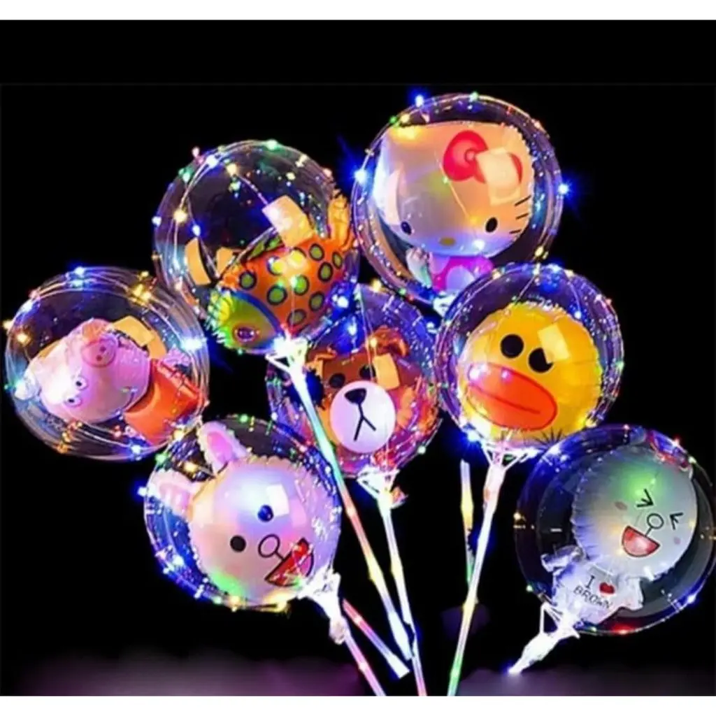 MAINAN STICK BALON LED - balon lampu nyala karakter bening