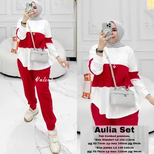 AULIA SET BY VALENT / SETELAN WANITA ATASAN MIX CELANA BAHAN COMBED BEST SELLER Baju Remaja Muslim Crinkle Dewasa