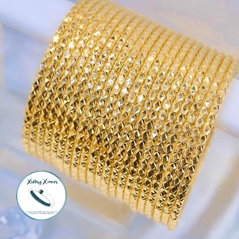 Bộ 7, 9 Chiếc Vòng Ximen Đồng Vàng Mẫu XM4 Kim Cương 18k Màu 610 Sài Gòn Ống Tròn 2.5L Có Khóa Lưỡi Gà Mang Hàng Ngày Không Phai Trắng