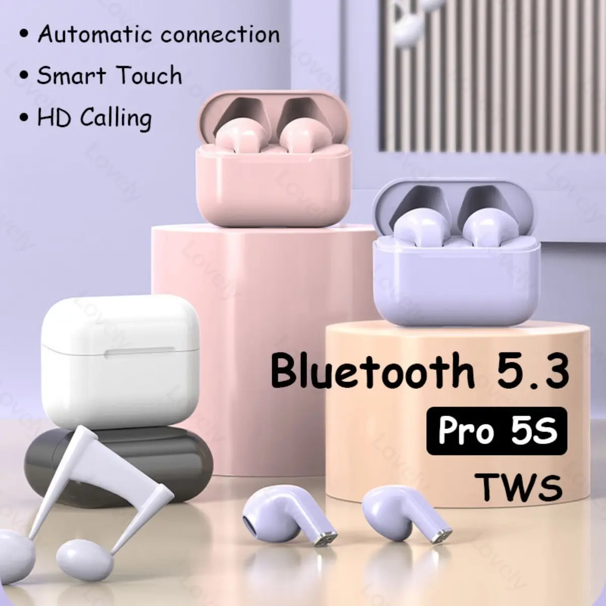 Pro 5s Wireless Earphone TWS Bluetooth Earphones with Microphone Stereo Headset Bluetooth Earbuds Audio Cable
