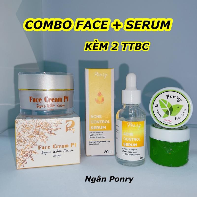 Combo Kem Face và Serum Ponry Dưỡng Da Skincare Da Mặt Massage