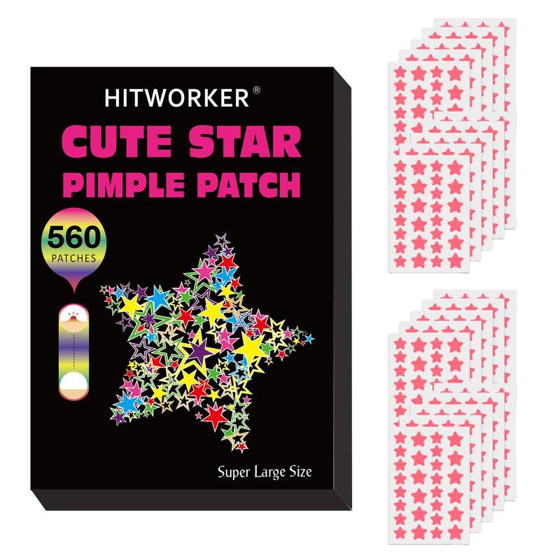 Pimple Cover Patch, 560pcs/set Acne Cover Patch, Hydrocolloidal Pimple Patch, Invisible Star Shape Sticker, Cleanser for Ance-prone Skin for Women & Men 0