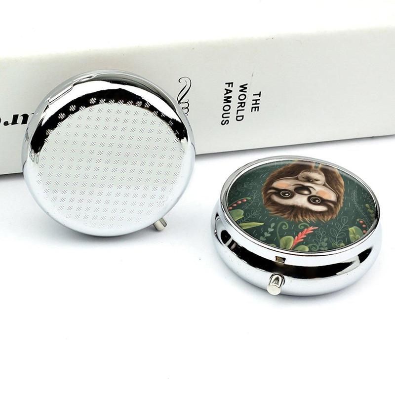 Mini Pill Box, 1 Count 3 Grids Cute Sloth Pattern Portable Pocket Purse Medicine Pill Vitamin Organize for Home Travel Office 2