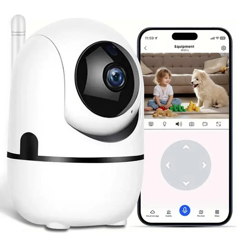 USB Powered 360 Degree WiFi Camera, 2.4GHz Indoor Security Camera with Night Vision Function, 2MP HD Camera with Two-way Audio for Home Security