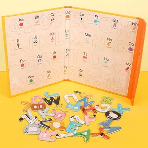 Buku Papan Magnetik Alfabet dari A-Z  Magnetic Alphabet Book Cognitive dapat spidol dengan penghapus