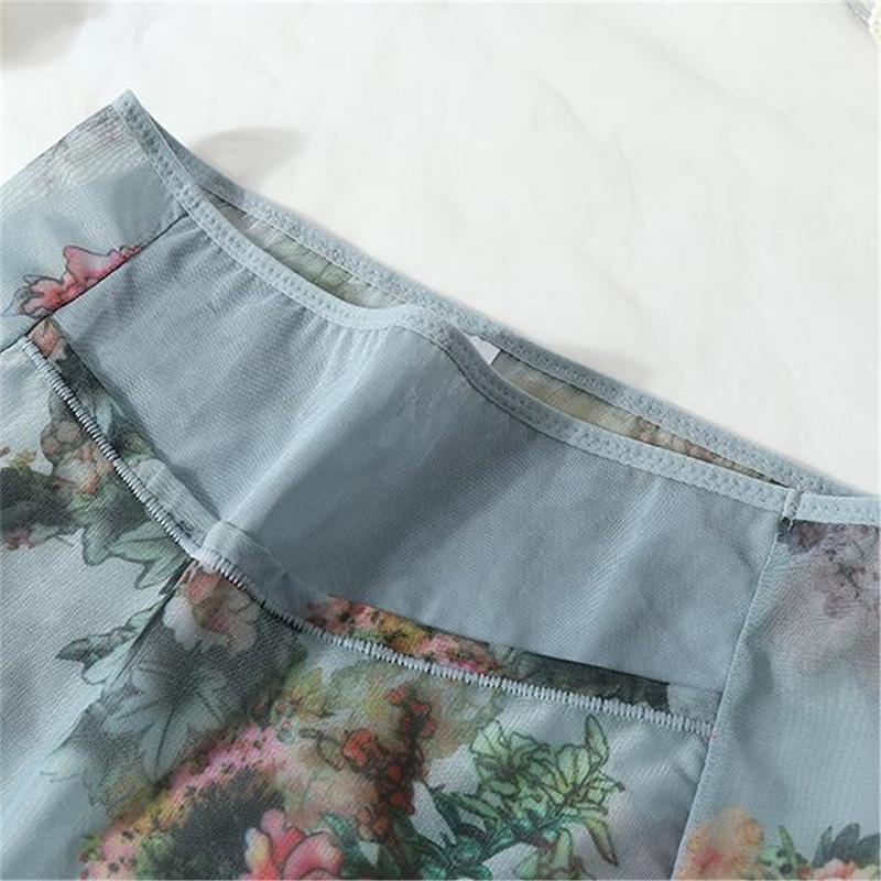 4 Pieces New Mesh Printed Comfortable Breathable Women's Underwear Skin-friendly High Waist Abdominal Pants (1pcs) DDUN 5