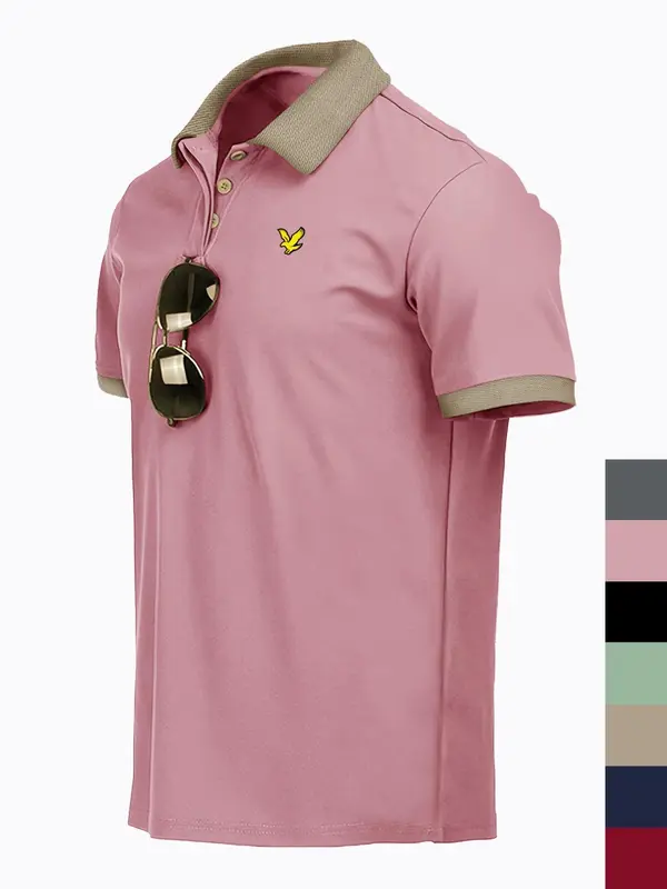 Men's Colorblock Print Polo Shirt, Regular Fit Casual Short Sleeve Collared Top for Summer, Fashion Men's Clothes for Daily Wear, Tropical 2