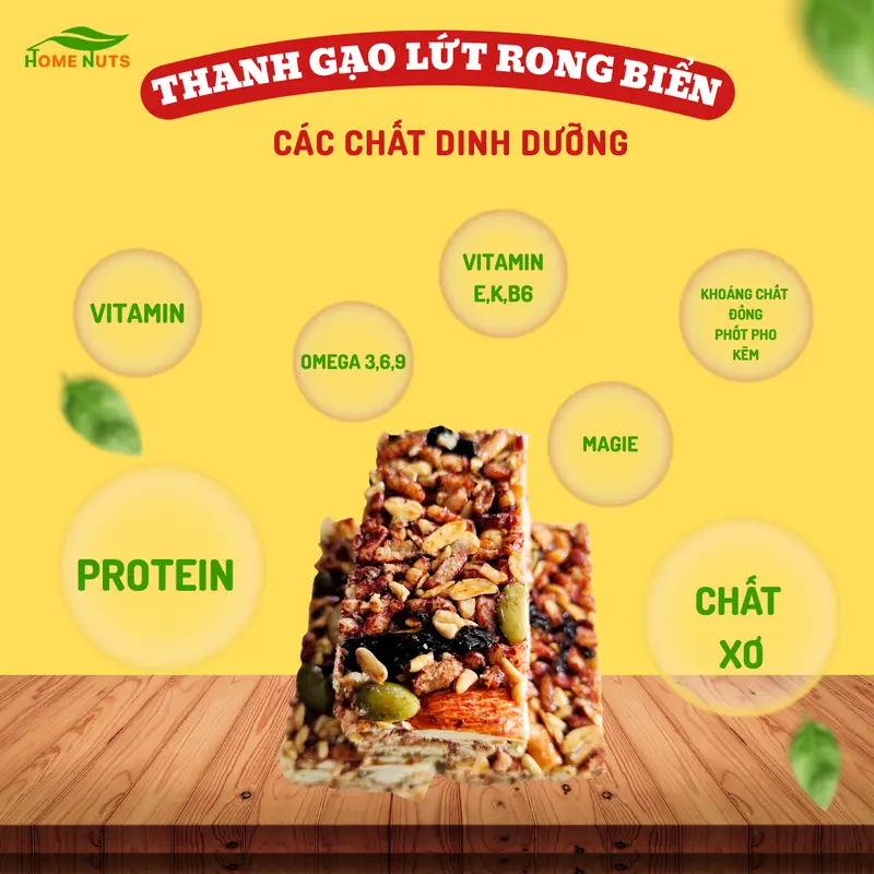 Thanh Gạo Lứt, thanh cơm gạo lứt hạt dinh dưỡng Home Nuts Snack Food 500gram Ăn Vặt 4