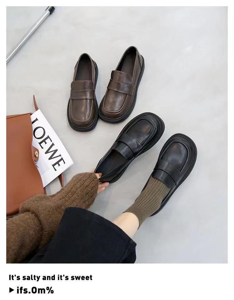 Product Introduction of Platform Loafers Women's Leather Shoes 2025 Spring and Autumn New Korean Style Versatile Retro Shoes Slip-on Soft Bottom 1