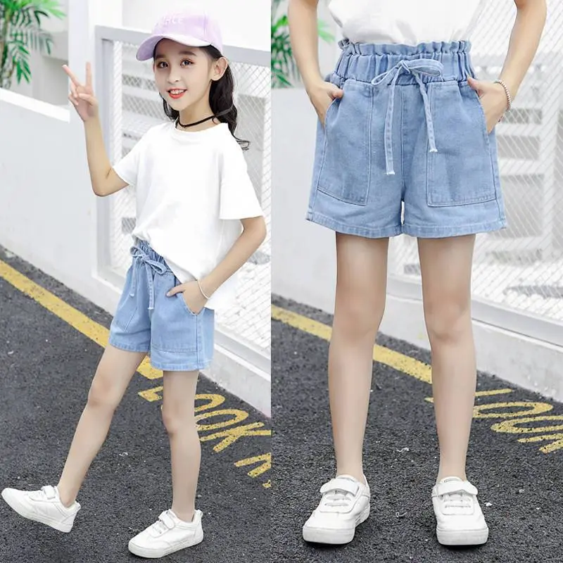 Quần Short Denim Mùa Hè, Phong Cách Hàn Quốc, Dành Cho Bé Gái, Thời Trang Mới, Có Thể Mặc Ngoài Trời, Quần Short Trẻ Em, Mỏng, Thích Hợp Cho Trẻ Em Trung Và Lớn, Quần Short Dễ Phối Đồ 5