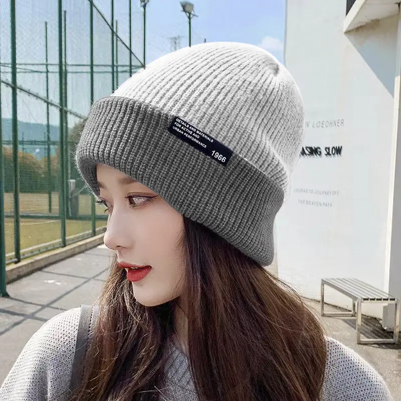 Topi Winter Double Side Knitted Beanie Hat Musim Dingin Kupluk Korean Style Unisex Pria Wanita 7