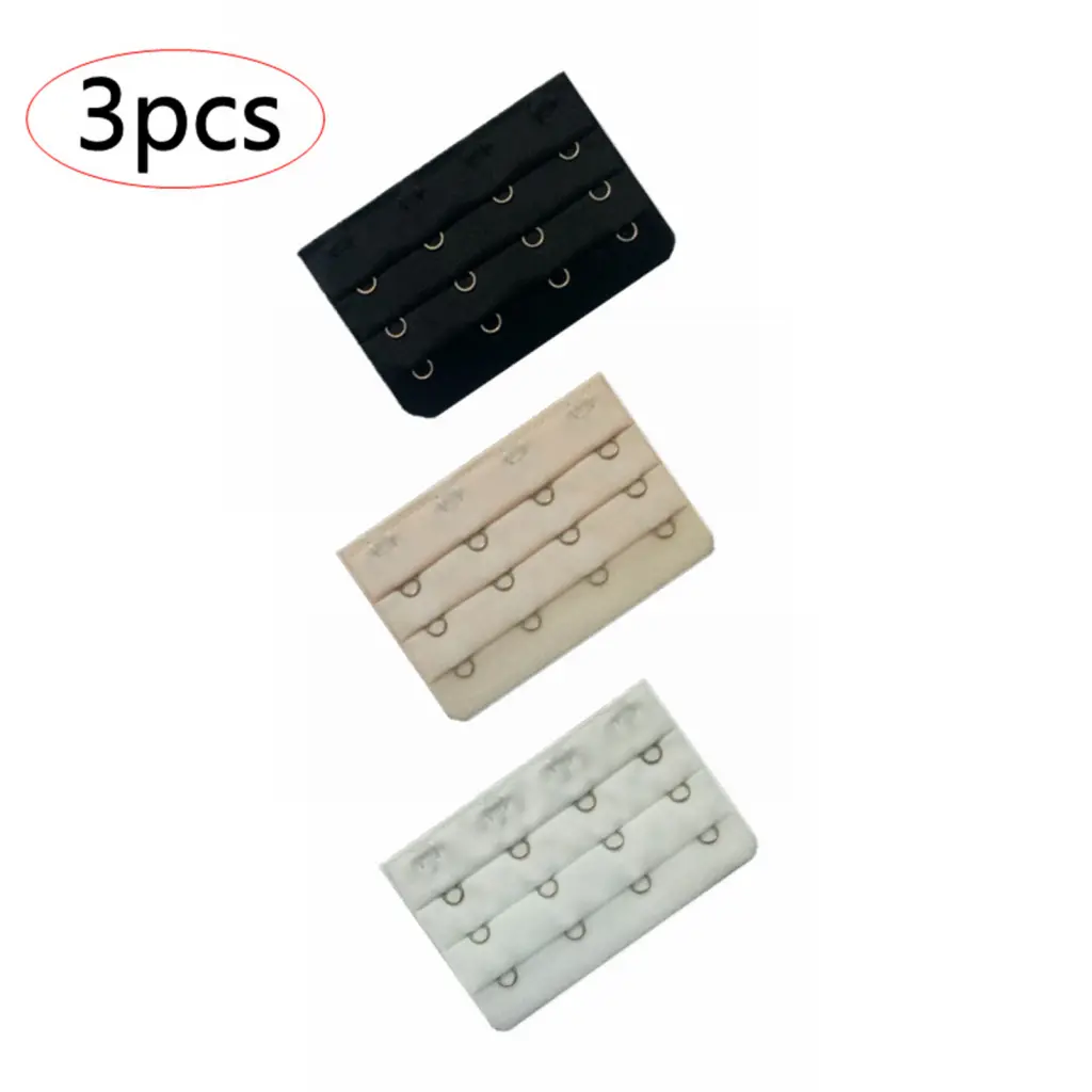 Qxenxpo 3Pcs 2/3/4 Hooks Adjustable Underwear Strap Extension Bra Buckles Extenders