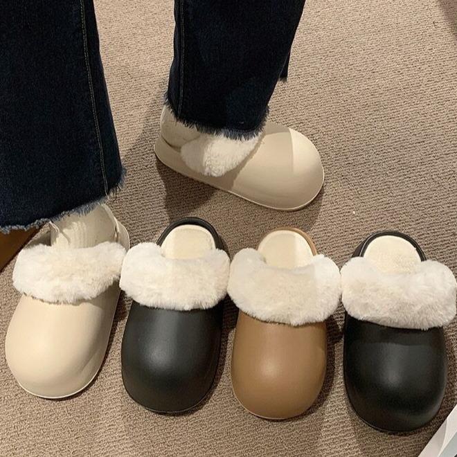 Dép sục lông, dép đi trong nhà mùa đông đế cao su lót lông tháo ra được size kép 3 màu kem đen nâu DéP Slipper