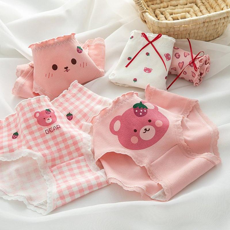 Set 10 Quần Lót Nữ Cotton Gấu Dâu Dễ Thương Đáng Yêu