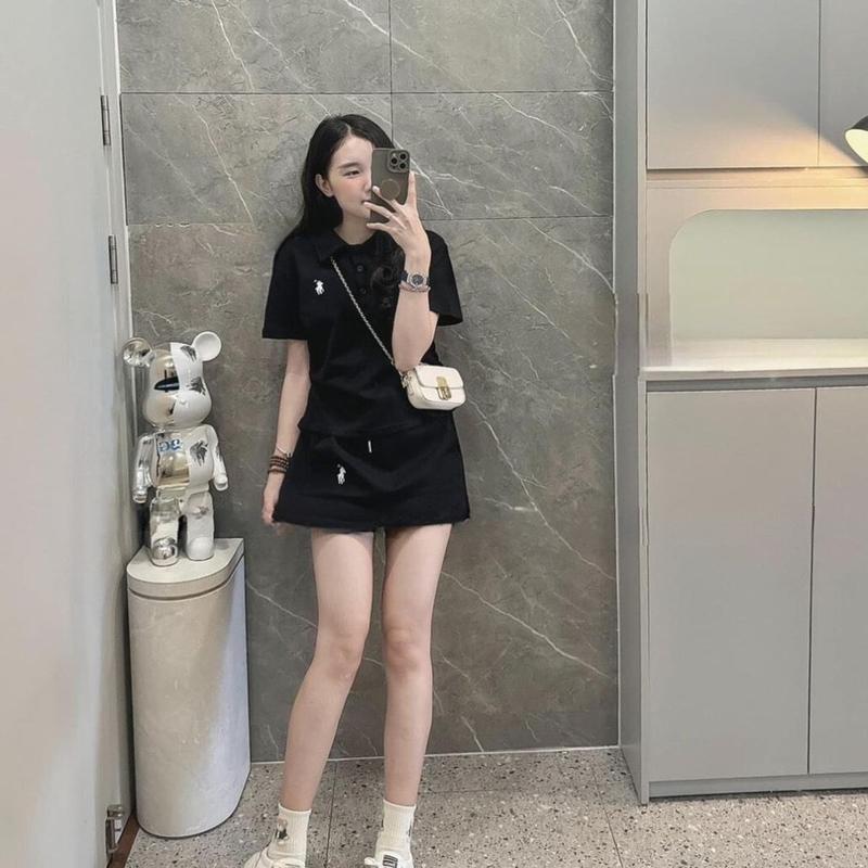 Set áo polo thêu ngựa mix chân váy chữ A  set áo bộ nữ cài cúc phối chân váy ngắn có túi style trẻ trung B345 HANASU 5