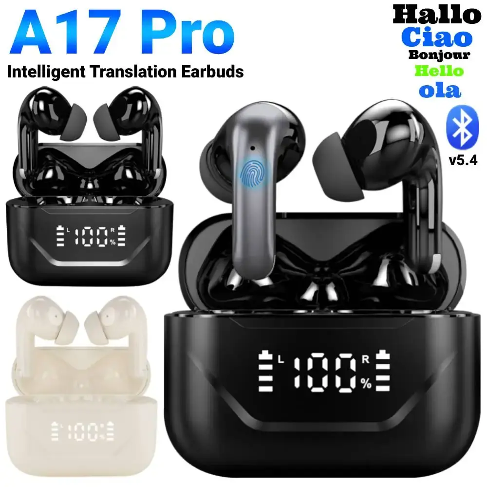 Tai nghe Bluetooth A17pro, Phiên bản Bluetooth 5.4, Dịch giả AI, Tai nghe Nhét tai, Khử tiếng ồn ANC, Tai nghe Translator thời gian thực, Ngôn ngữ dịch