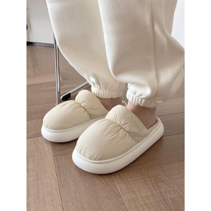 Dép Cotton Kín Ngón Chân Retro Cho Nữ, Giày Mùa Đông Ấm Áp, Phong Cách Hàn Quốc, Cho Cặp Đôi, Hộ Gia Đình, Phòng Ngủ, Không Trượt, Đế Mềm 2