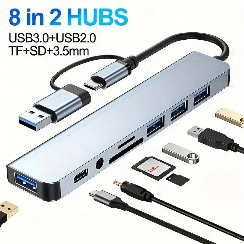 USB 3.0 Hub, 1 Count USB A/USB C Hub, Multi-port USB Splitter Docking Station For MacBook Pro/Air, Computer Accessories 0