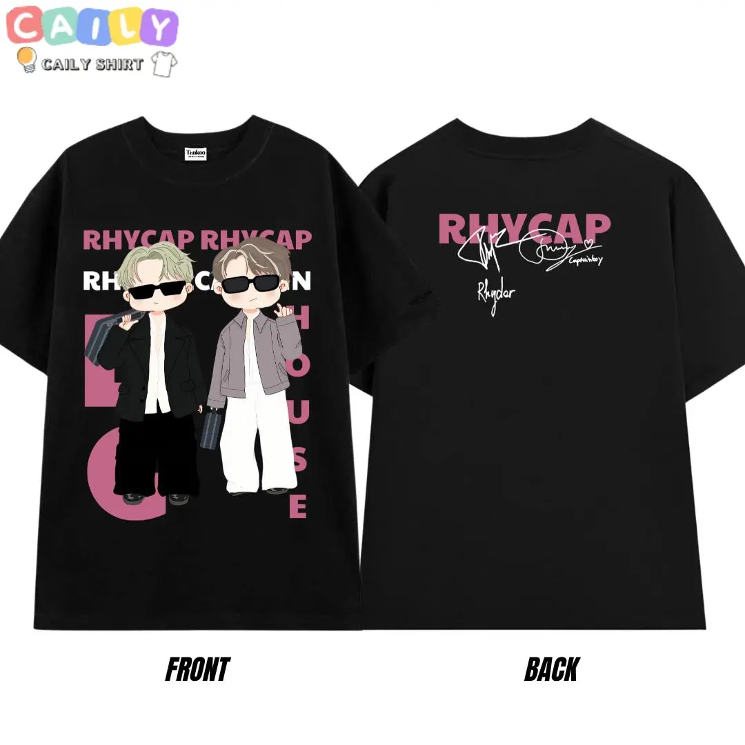 Áo thun in hình kiểu chibi hoạt hình kèm chữ kí Rhyder Captain cho fan couple RhyCap anh trai say hi cotton co dãn 2 chiều thoáng mát, áo phông nam nữ unisex cổ tròn atsh captain boy và rhyder