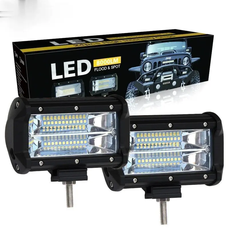 Lampu LED Tembak Sorot  72W 24 Volt Putih Kuning 24 Mata 2 Susun Truk Bus Tronton Canter Fuso Bar Cree Mobil Motor 6000K Led Bar Untuk SUV Offroad ATV Lada Lampu Berkendara Car Styling 1