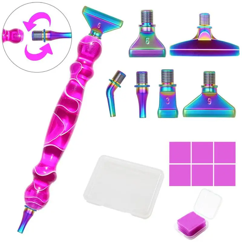 DIY Needlework Painting Needle Pen Kit, 1 Set Metal Thread Point Drill Pen, DIY Needlework Painting Tool, Diamond Paint Tool with Metal Tips, Diamond Painting Toolkit