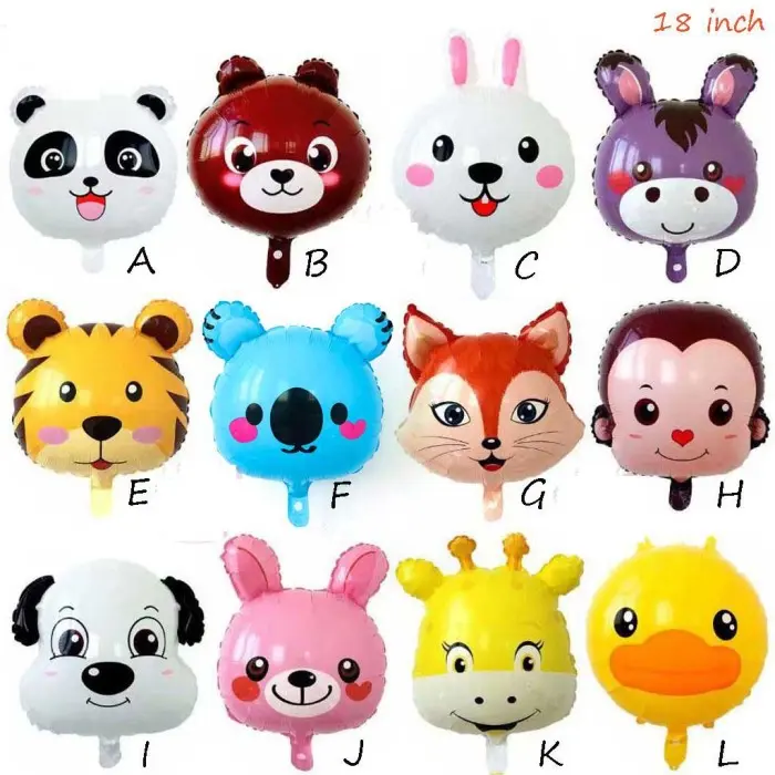 Balon foil bulat 18inch animal / Q Versi Balon foil bulat 18inch - D DONKEY
