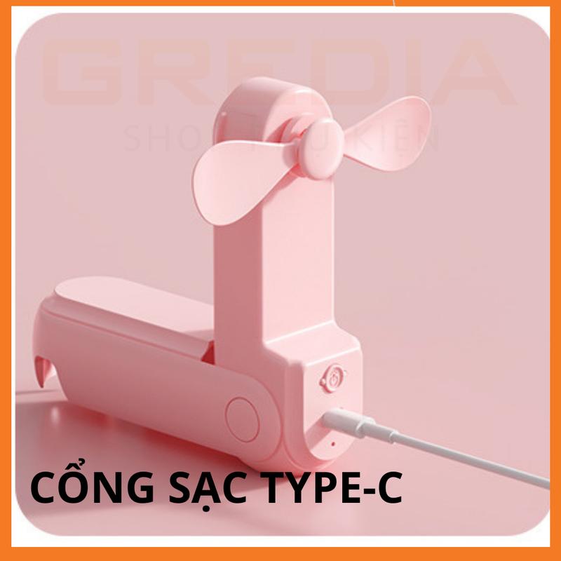 Quạt mini cầm tay có đèn pin, 2000 mah, 3 chế độ gió, có gương, có dây móc Phụ Kiện Mobile USB quat  cam