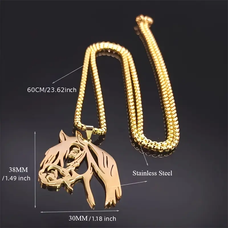 Unique Horse Head Pendant Necklace - Fashionable Stainless Steel Animal Chain Necklace Jewelry For Women And Men - Durable, Allergic, Waterproof Fashion Accessories 2