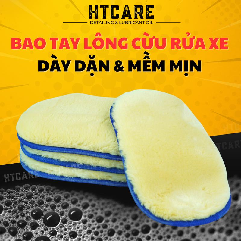  Bao tay rửa xe LÔNG CỪU mềm mịn không gây trầy xước tiện dụng - HTCARE Phụ Kiện 