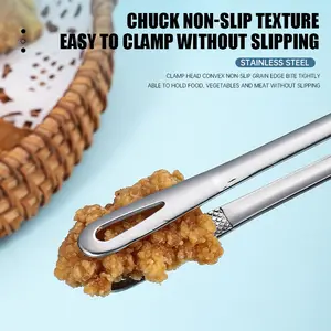【NestThai】COD Jepit Makanan Daging Korean BBQ Steak Clip 28 cm / Stainless Capitan Gorengan BBQ Food Tong / Baja Tahan Karat Anti Panas Serbaguna Alat Dapur Stok Ready