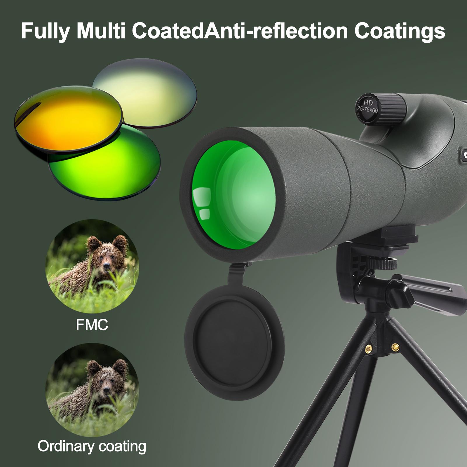 25-75x60 Telescope Spotting Scope Powerful Zoom Monocular FMC BAK4 Waterproof For Bird Watching Target Shotting With Tripod - Image 3