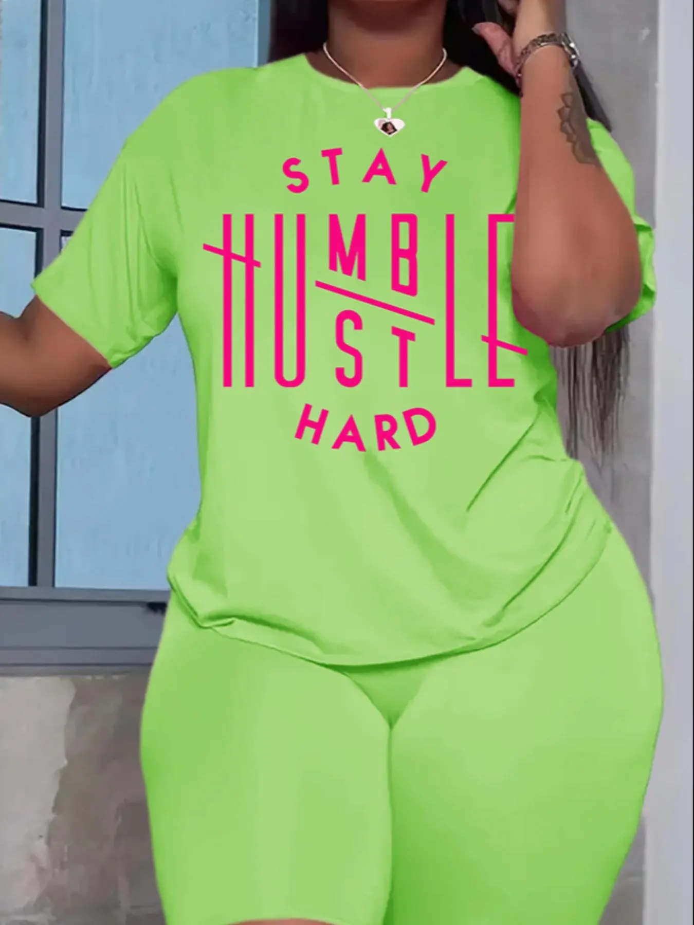 Women's Two-piece Sets Letter Print Short Sleeve T-shirt & Biker Shorts, Summer Clothes Women, Athletic Graphic Tee and Skinny Shorts Sweatsuit Set for Daily Wear Outdoor Sports Gym, Summer Outfits Clothes