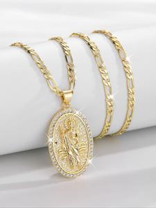 Collar con dije de San Judas Tadeo chapado en oro de 14k, collar de moda religiosa para fiesta, decoración diaria, joyería comodín y exquisita para regalo de cumpleaños