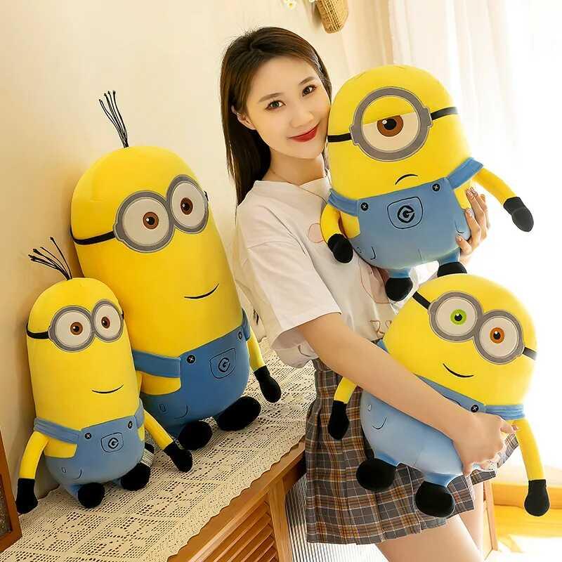 Product Introduction of Minions Movie Periphery Yellow Bob Stuart Stuffed Toys In Jeans Soft Dolls Pillow Decoration Children Birthday Gift 1