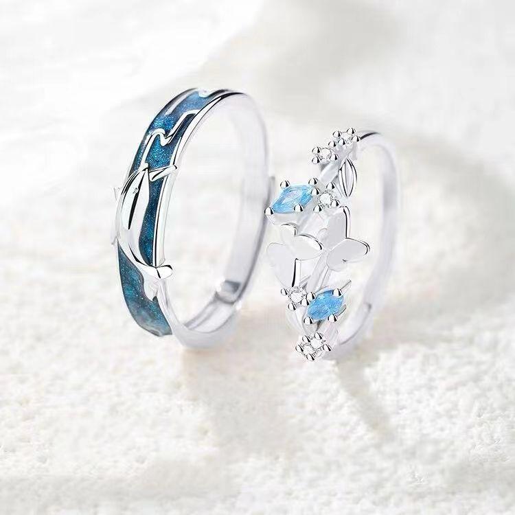 Nhẫn Đôi Cá Voi Đĩa Yunmeng, Quà Tặng Tình Yêu Tinh Tế Mới, Độc Đáo Cao Cấp, Nhẫn Cá Voi, 24 Năm 1