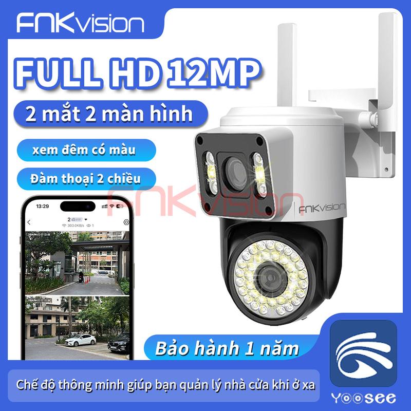 【Fnkvision Camera Yoosee Q42D 2 mắt  chống nước quan sát 360 độ cực rõ nét 12MP, thao tác qua điện thoại