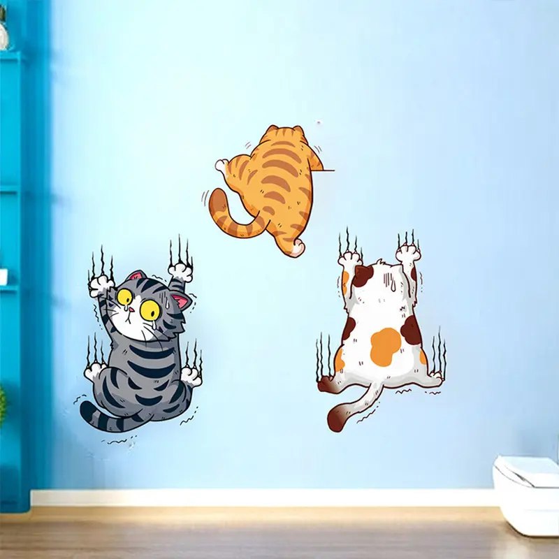 3Pcs Stiker Kucing Jatuh Stiker Mobil Lucu Keren / Sticker Cute Cat Cutting Sticker Mobil Kucing Jatuh Stiker Bumper Mobil Keren Lucu 8