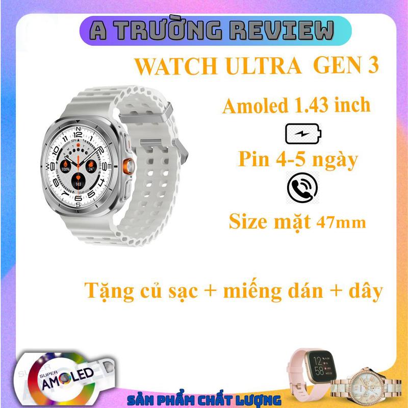 Đồng hồ thông minh Watch ULTRA phiên bản moi 2024 thiết kế đẹp mắt khung viền thép nhám . màn hình AMOLED 3D hỗ trợ la bàn , nhận full thông báo nghe gọi 2 chiều Smartwatch