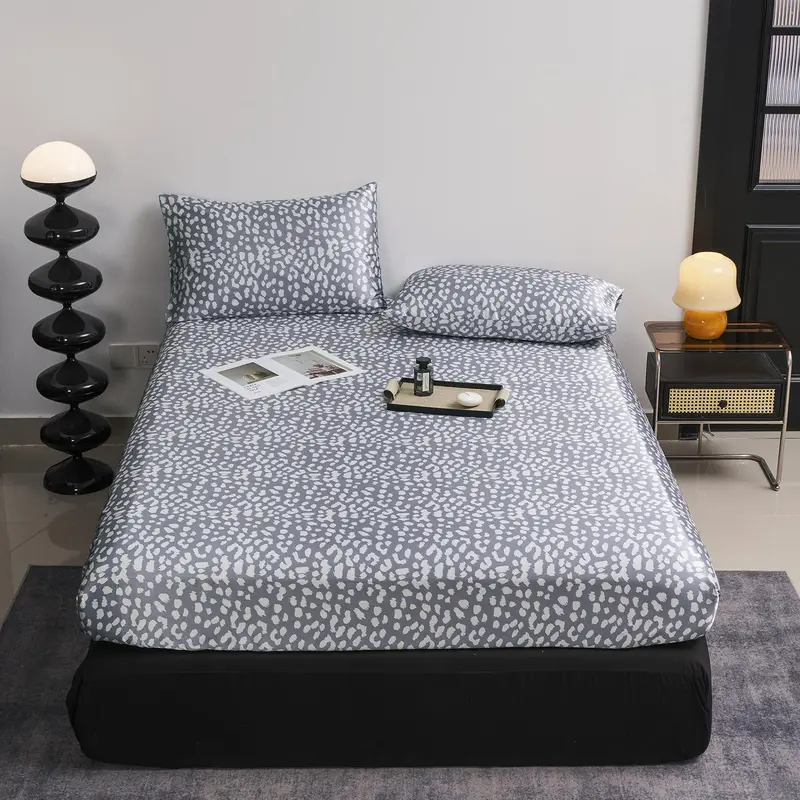 Satin Leopard Print Bedding Set, 3 Counts Including 1 Count Soft Comfortable Fitted Sheet & 2 Counts Pillowcase without Filler, Bed Linens, Room Accessories Bedding Supplies for Home Hotel, Bedroom Decor, Gift for Summer 4