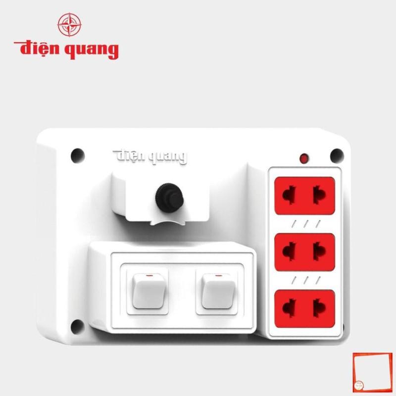Bảng điện nổi Điện Quang - Taplo 1 ổ cắm 3 lỗ 2 chấu kèm 1 2 3 công tắc và cầu chì