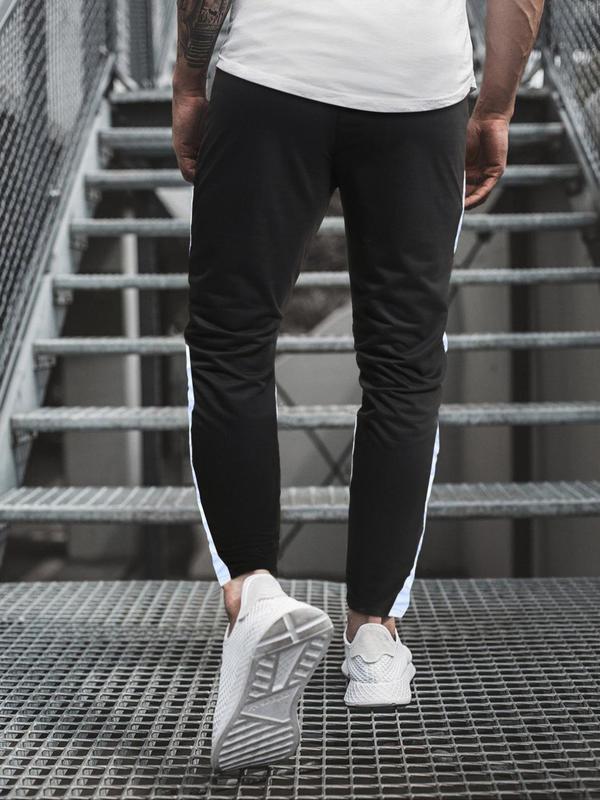 Men's Regular Fit Colorblock Patchwork Drawstring Waist Sweatpants, Casual Pocket Side Stripe Skinny Pants For Daily Wear, Knitting Bottoms For All Seasons 6