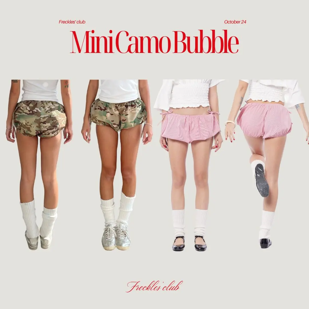 Quần đùi dáng bí cạp chun + The Freckles Studios + Mini Bubble Shorts quần bí Cotton hoạ tiết Gingham dễ thương