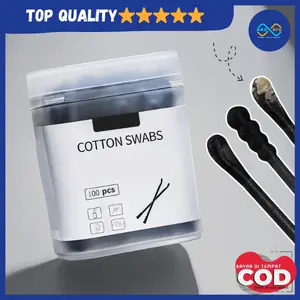 Cotton Bud Premium FREE KOTAK 100 Pcs Pembesih Telinga Lembut Kuping Cotton Bud Hitam Cotton Swabs Korek Kuping TERMURAH TERLARIS Box Ear