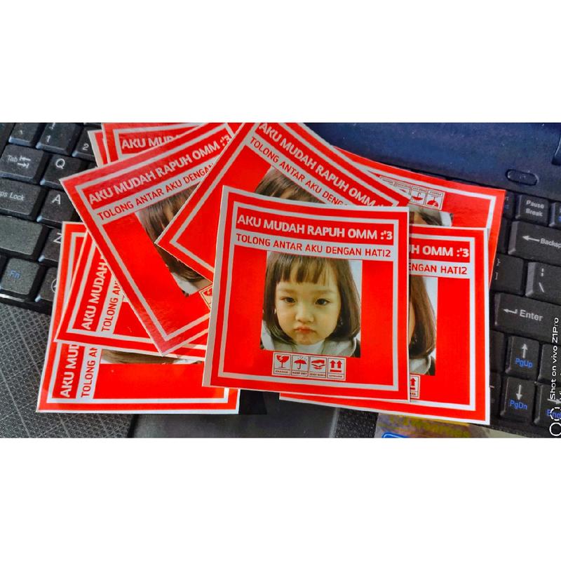 [100pcs] STIKER FRAGILE LUCU - STIKER JANGAN DIBANTING 0