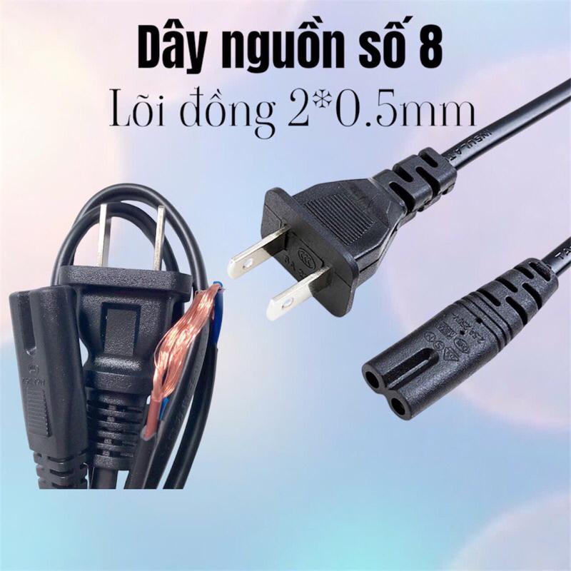 Cáp nguồn, dây sạc đầu chui số 8 dùng cho loa kéo, đèn sạc, quạt sạc, máy in nhiệt,dây nguồn số 8 chiều dài 1m2 1m5