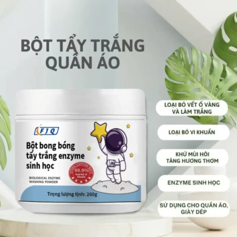 [Sale Xuân Hè] Bột tẩy trắng Sinh học 260g - Tẩy vết bẩn, khử vết ố vàng trên quần áo, giày dép, khăn , an toàn cho da và giày dép Làm Sạch Nam 1