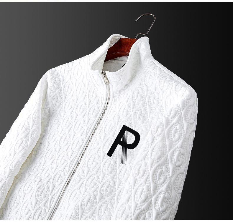 Product Introduction of Casual Men's Suit Autumn Winter Jacket Men's Light Luxury Printed Ins Fashion Sports Pants Two-piece Set Trendy Parent 21