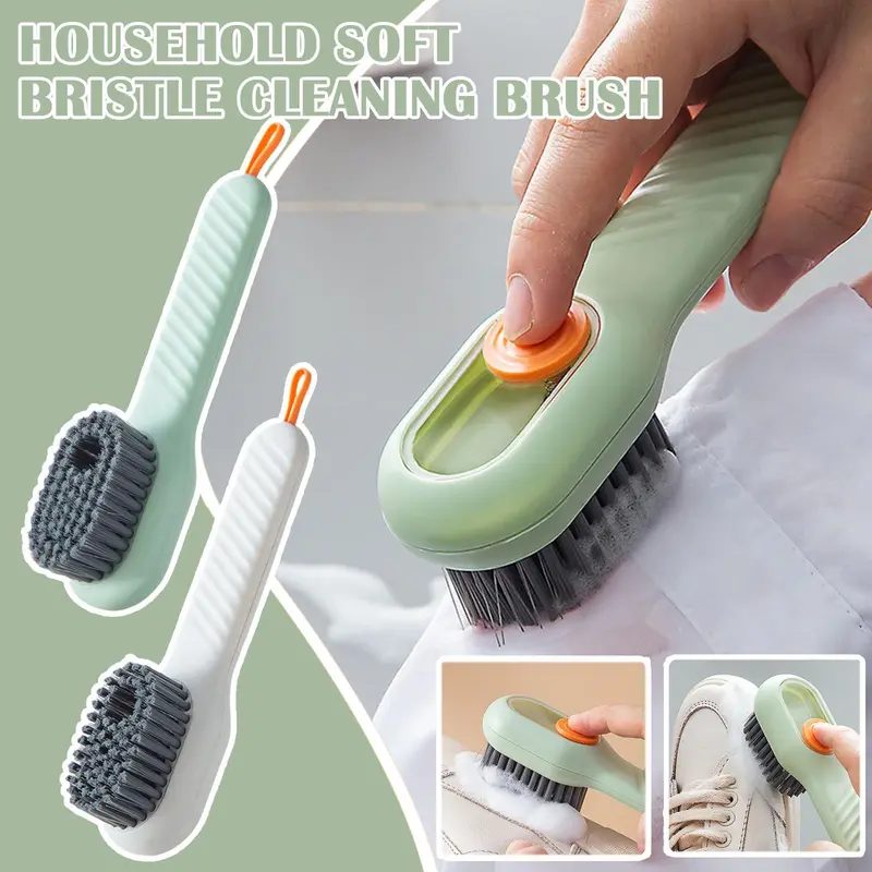 Bàn Chải Làm Sạch Giày, Thiết Kế 2in1, Có Ngăn Xà Phòng Tích Hợp, Dụng Cụ Chà Bông Lông Mềm, Thích Hợp Cho Gia Đình, Lý Tưởng Cho Việc Giặt Là Và Sử Dụng, R8A8 2