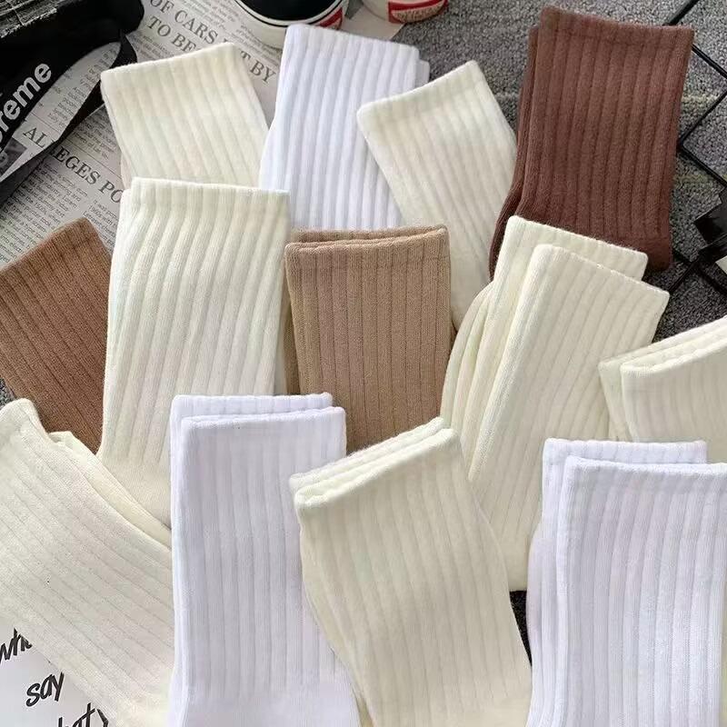 Combo 20 đôi tất vớ nam nữ cổ cao gân dày dặn màu bassic tông nâu Sport Cotton 5